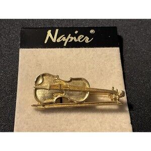 Napier Gold Tone Violin Brooch